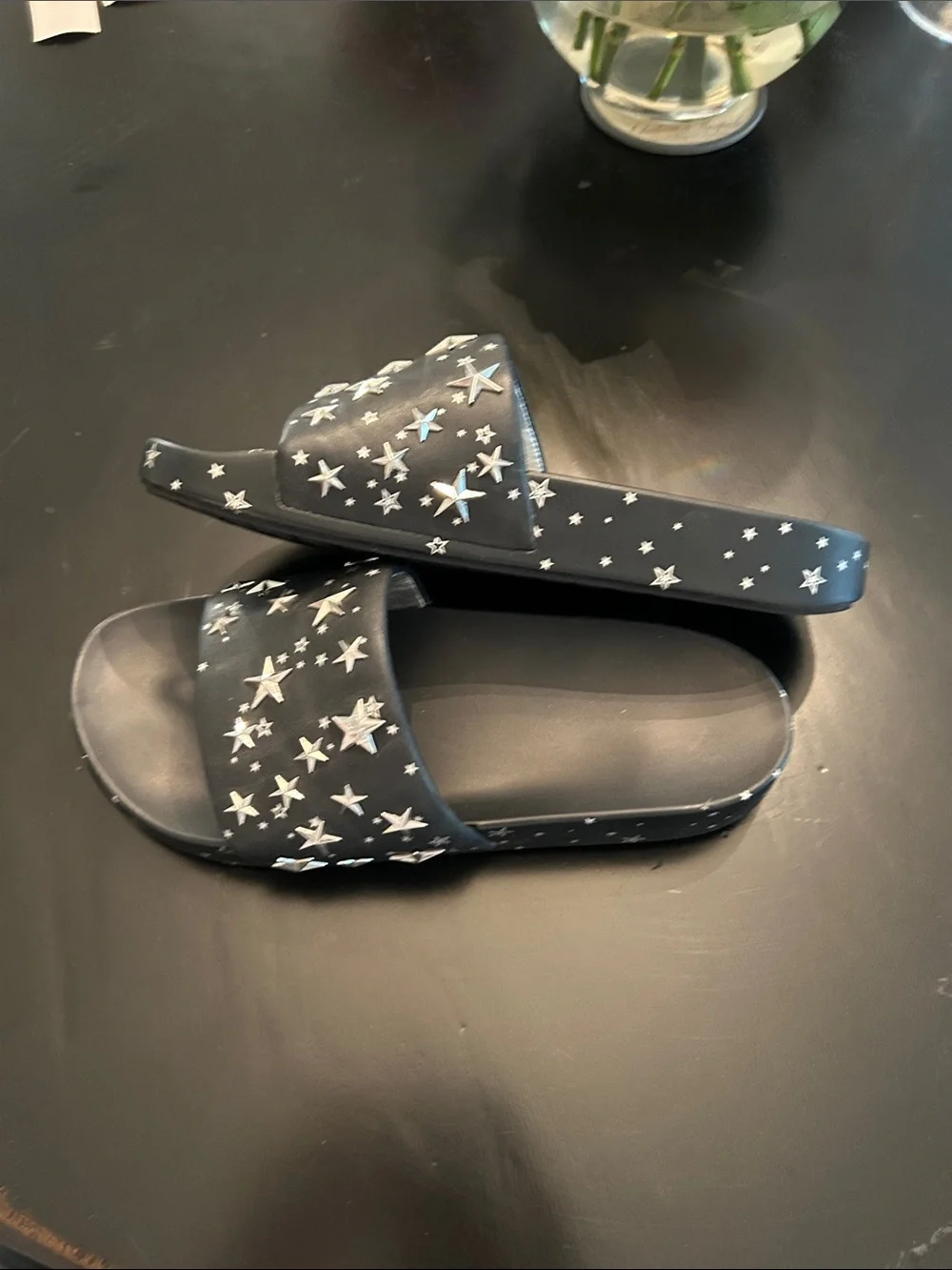 Tory Burch Black Star-Studded Slide Sandals